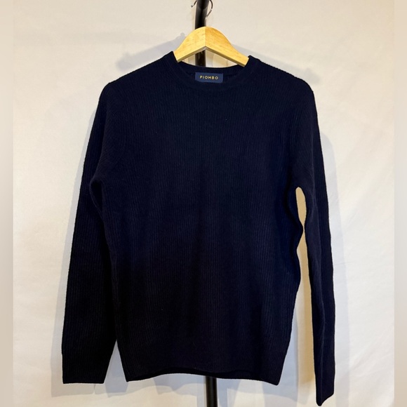Piombo Men's Small 100% Cashmere Navy Sweater - Picture 2 of 4